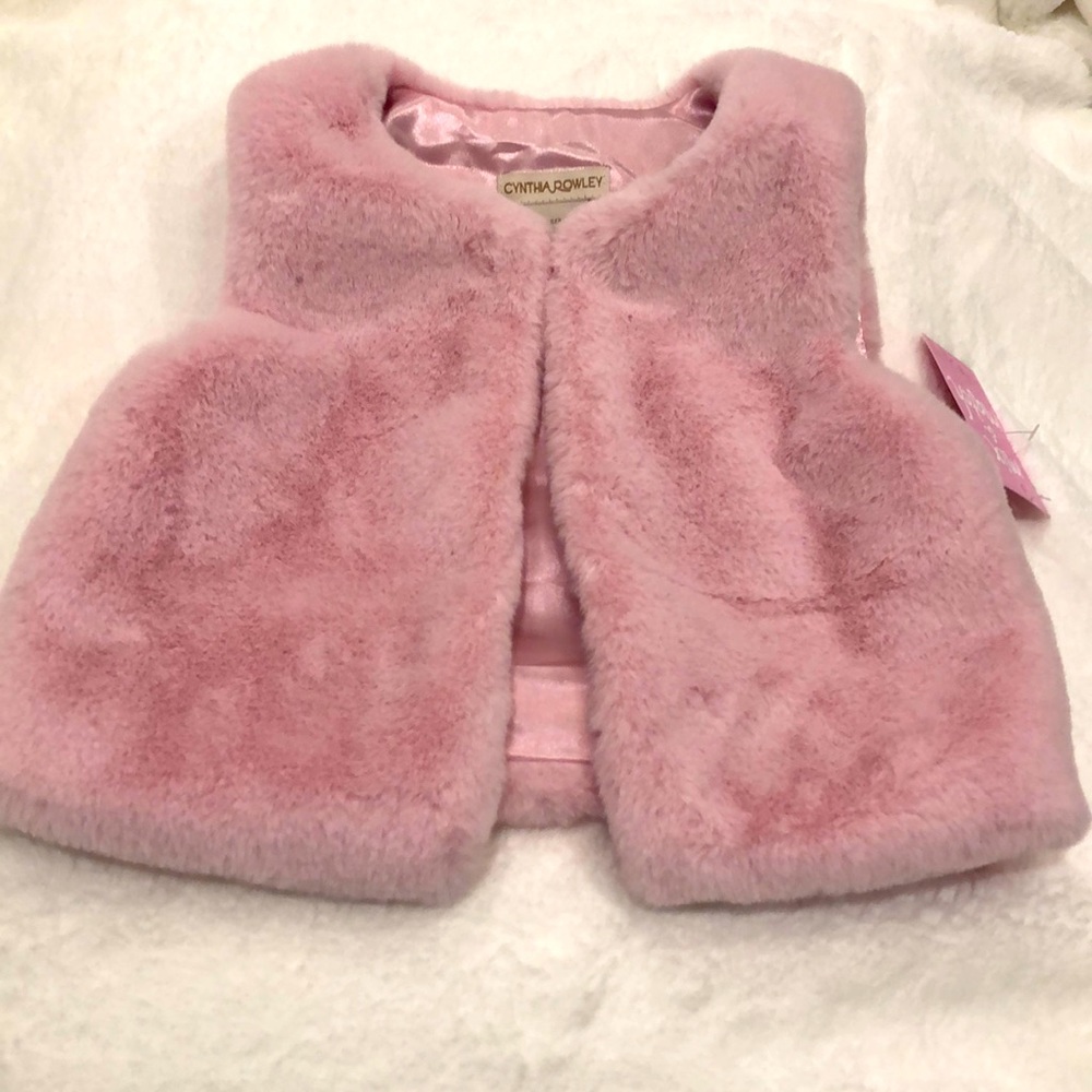 NWT Cynthia Rowley Faux Fur pink vest